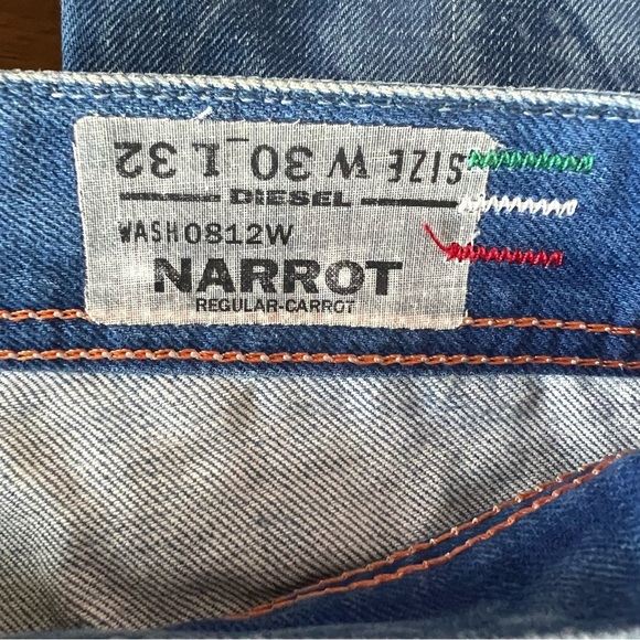 Diesel Co Men’s Narrot Carrot Regular 0812W Denim Jeans-Size 30 - Picture 10 of 12